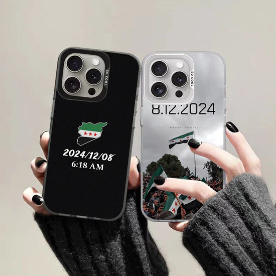 Shuria Syria Flag Phone Case For IPhone 16 15 14 13 12 11 Pro Max Plus Color Shockproof Back Silver Cover
