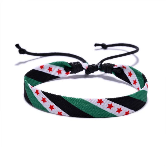 Meetvii Ethinc Cotton Rope Wax Thread Syrian Flag Bracelets Middle Eastern Arabic Style Stripes Stars Woven Wrist Jewelry