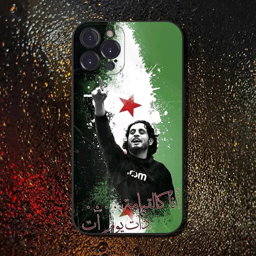 Free Syria Flag Phone Case For iPhone 16,15,14,13,12,11 Plus,Pro Max,XS,X,XR,SE,Mini,8,7,Soft Silicone Black Cover